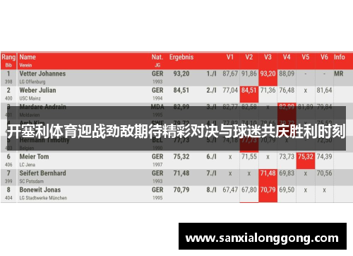 开塞利体育迎战劲敌期待精彩对决与球迷共庆胜利时刻